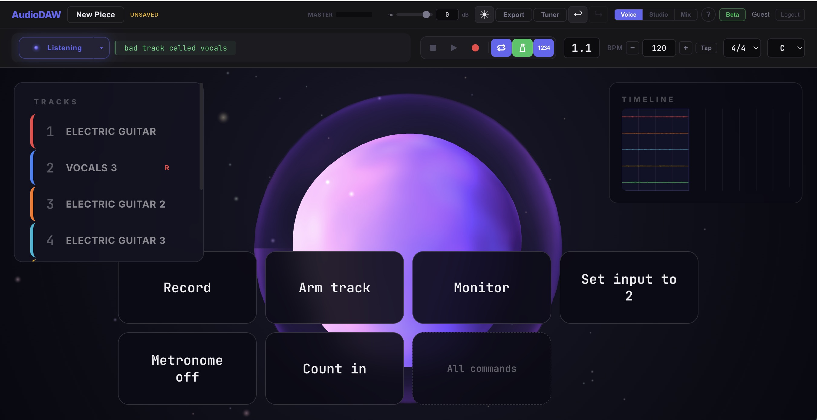 Track appearing in studio view